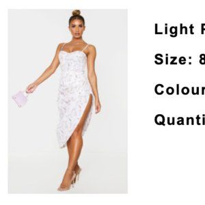 PLT Light Pink Tie Dye Ruched Side Midi Skirt